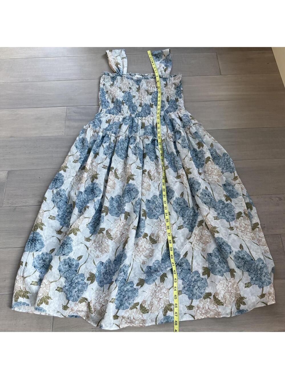 Aureum Floral Midi Dress | Smocked Bodice Size M - Picture 6 of 9